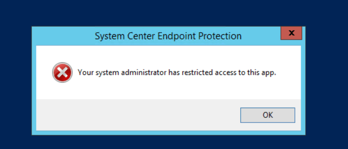 System Centre Endpoint Protection  Azure VMS – blocked&nbsp;–